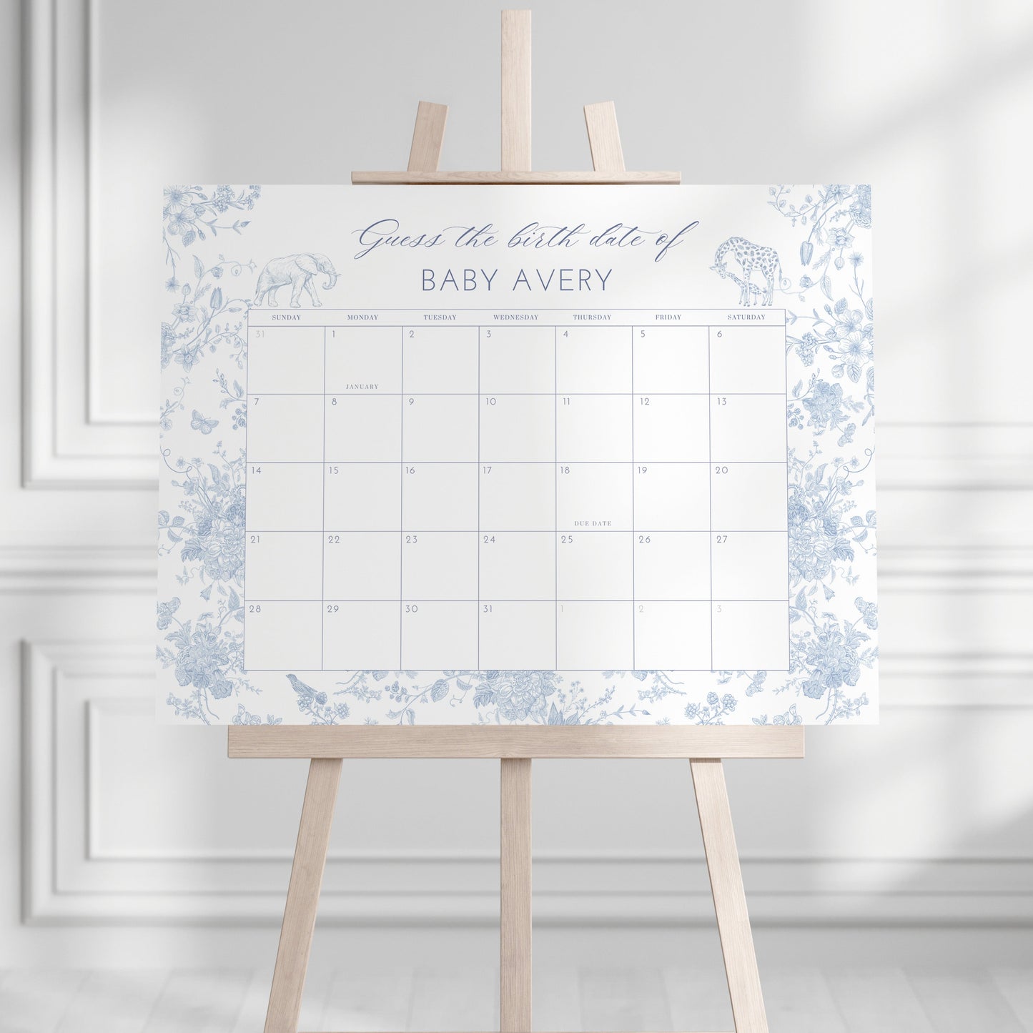 Blue Safari Toile Baby Shower Bundle