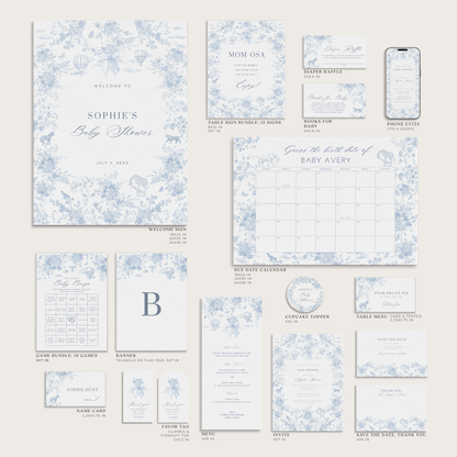 Baby Shower Stationery Bundle — Invitations, Signs, Games & More | Canva Templates for Planners & Hosts