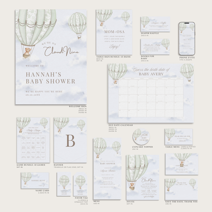 Baby Shower Stationery Bundle — Invitations, Signs, Games & More | Canva Templates for Planners & Hosts