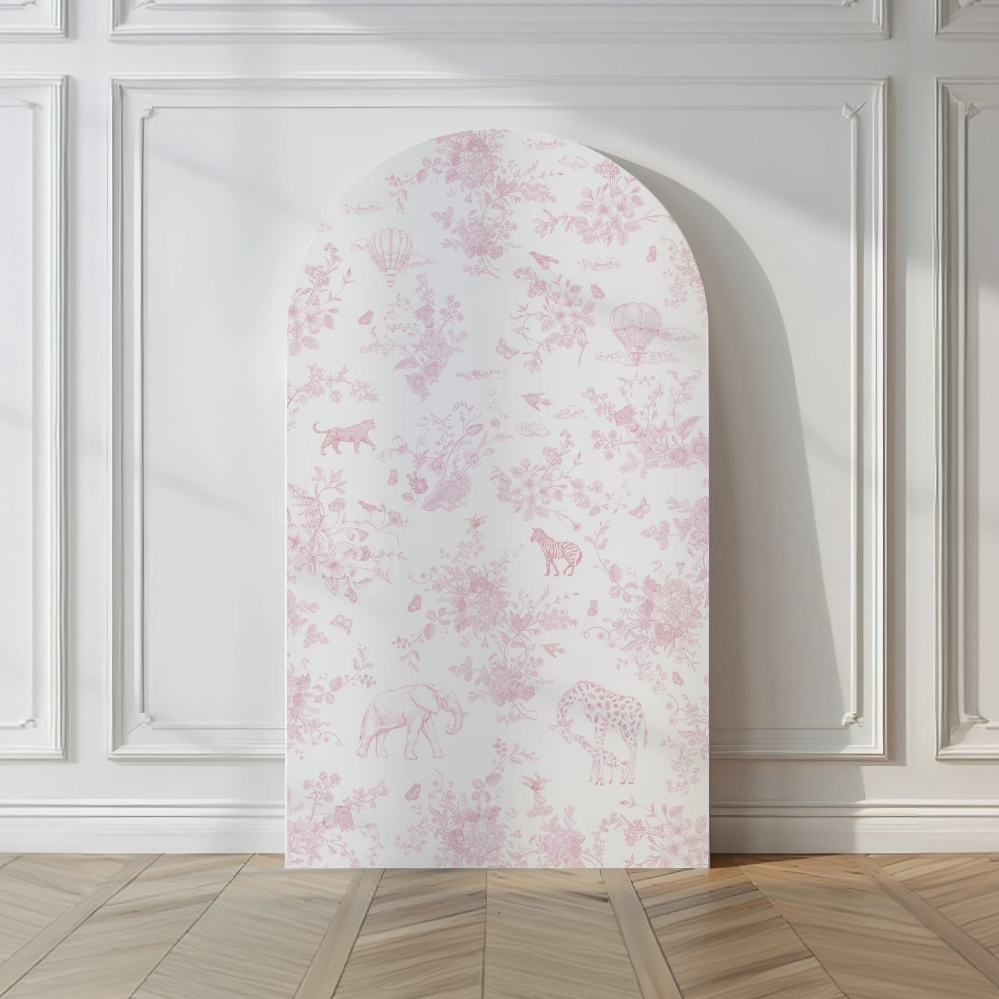 Blush Pink Safari Toile Printable Backdrop