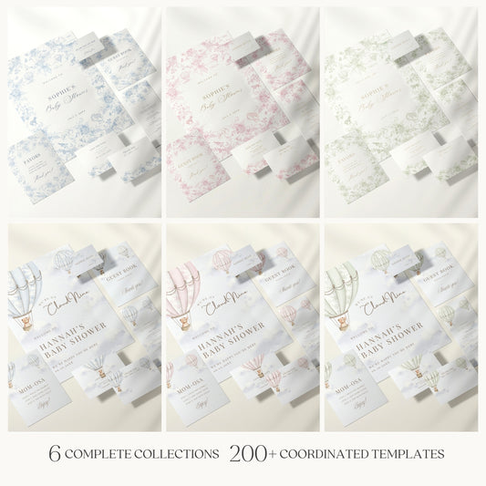 Baby Shower Stationery Bundle — Invitations, Signs, Games & More | Canva Templates for Planners & Hosts