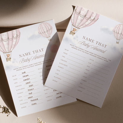 Pink Hot Air Balloon Baby Shower Bundle - Invitations, Signs, Games & More | Canva Templates