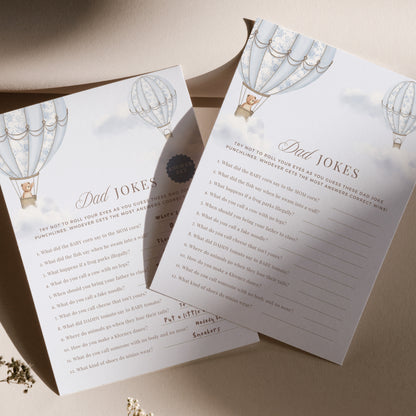 Blue Hot Air Balloon Baby Shower Bundle - Invitations, Signs, Games & More | Canva Templates