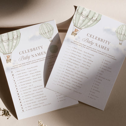 Green Hot Air Balloon Baby Shower Bundle - Invitations, Signs, Games & More | Canva Templates