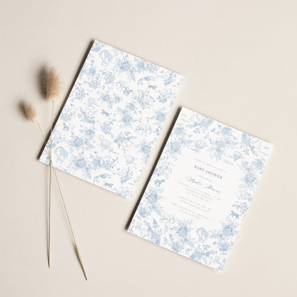 Blue Safari Toile Baby Shower Bundle