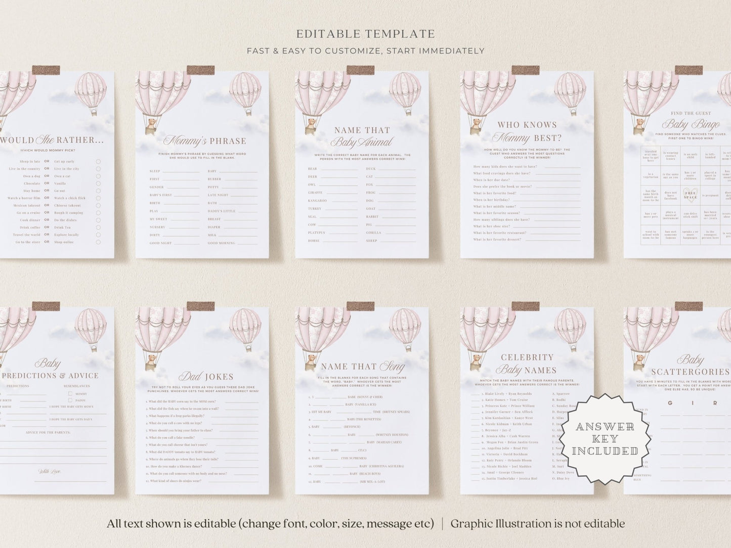 Blush Pink Hot Air Balloon Baby Shower Collection - House of Paper Blooms