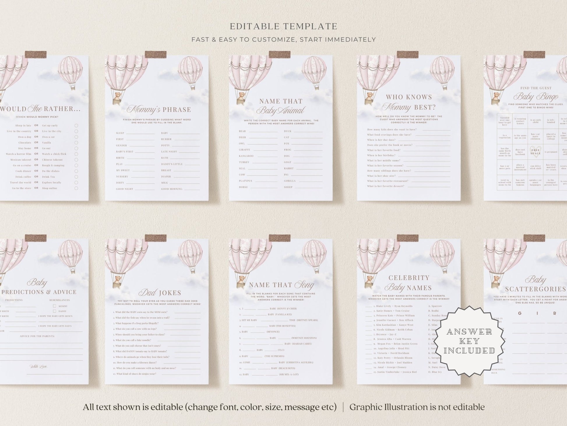 Blush Pink Hot Air Balloon Baby Shower Collection - House of Paper Blooms