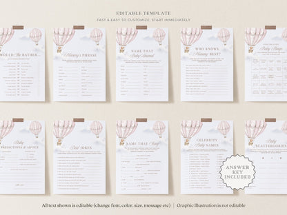Blush Pink Hot Air Balloon Baby Shower Collection - House of Paper Blooms
