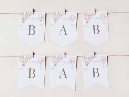 Blush Pink Hot Air Balloon Baby Shower Collection - House of Paper Blooms