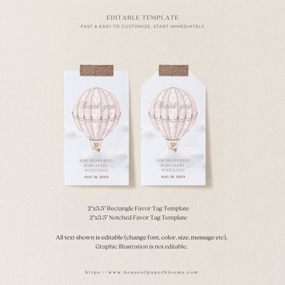 Blush Pink Hot Air Balloon Baby Shower Collection - House of Paper Blooms