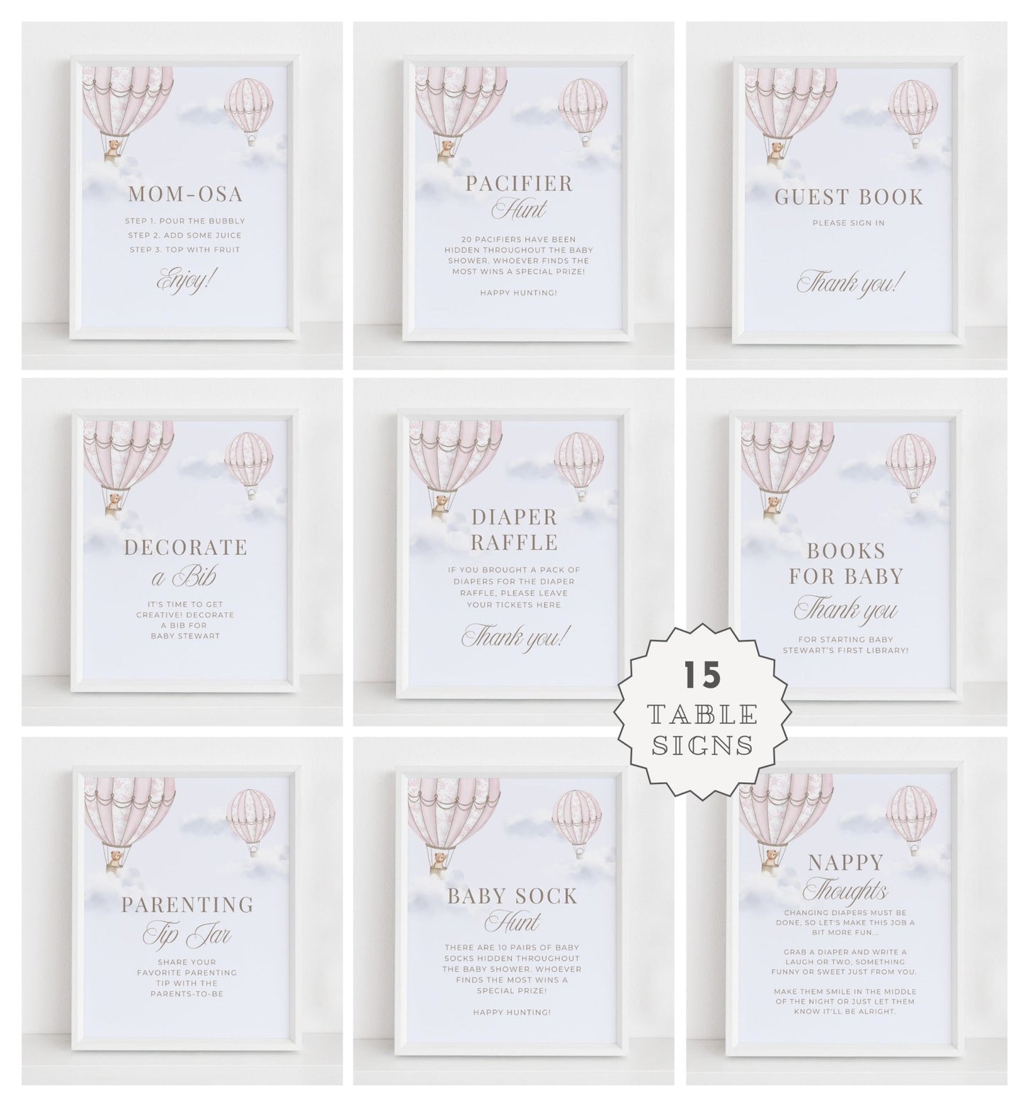 Blush Pink Hot Air Balloon Baby Shower Collection - House of Paper Blooms