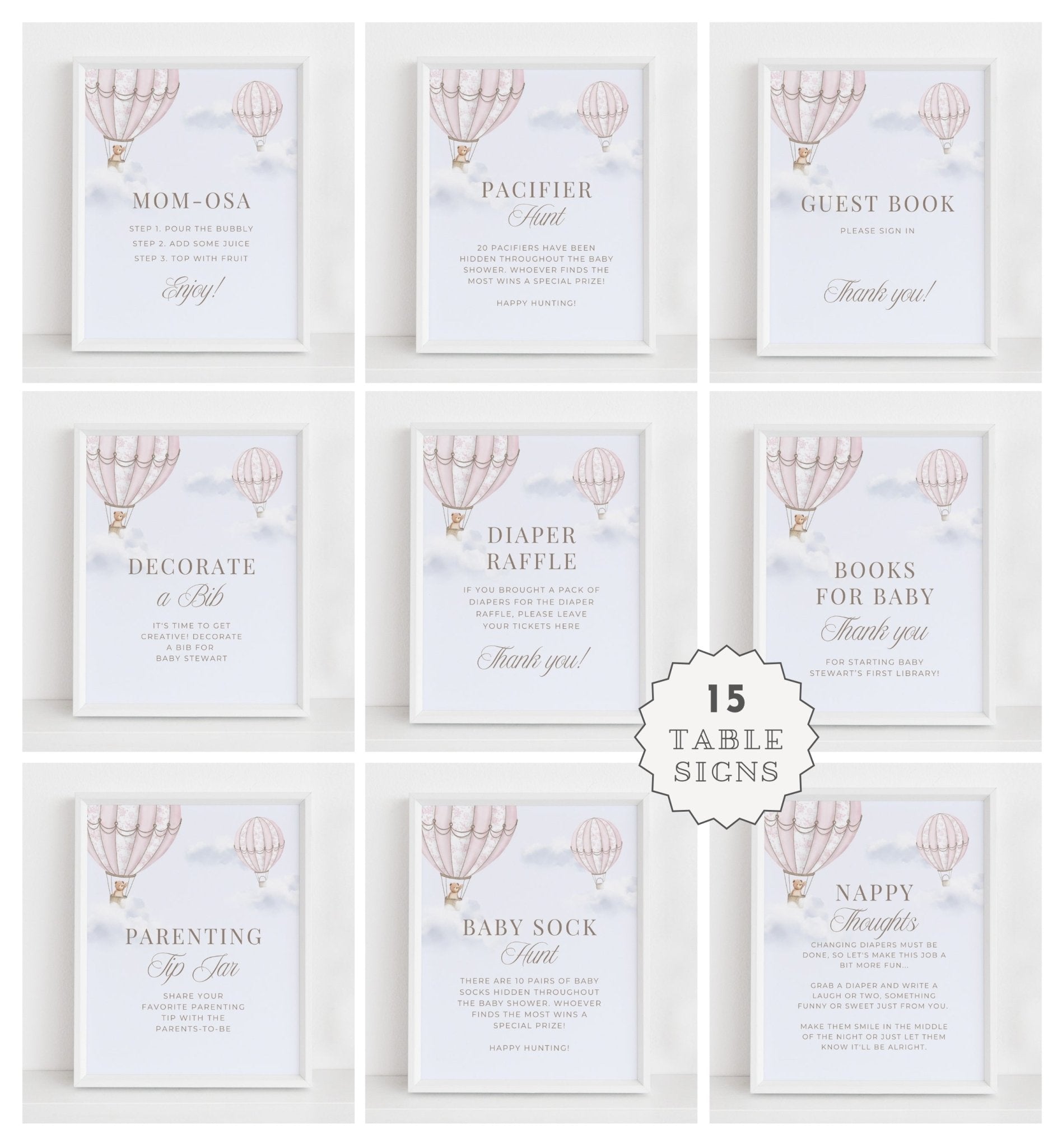 Blush Pink Hot Air Balloon Baby Shower Collection - House of Paper Blooms