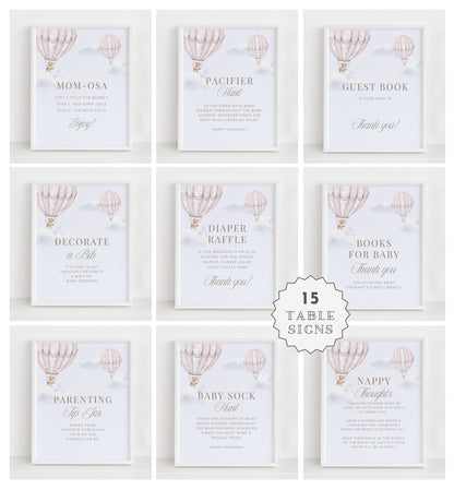 Blush Pink Hot Air Balloon Baby Shower Collection - House of Paper Blooms