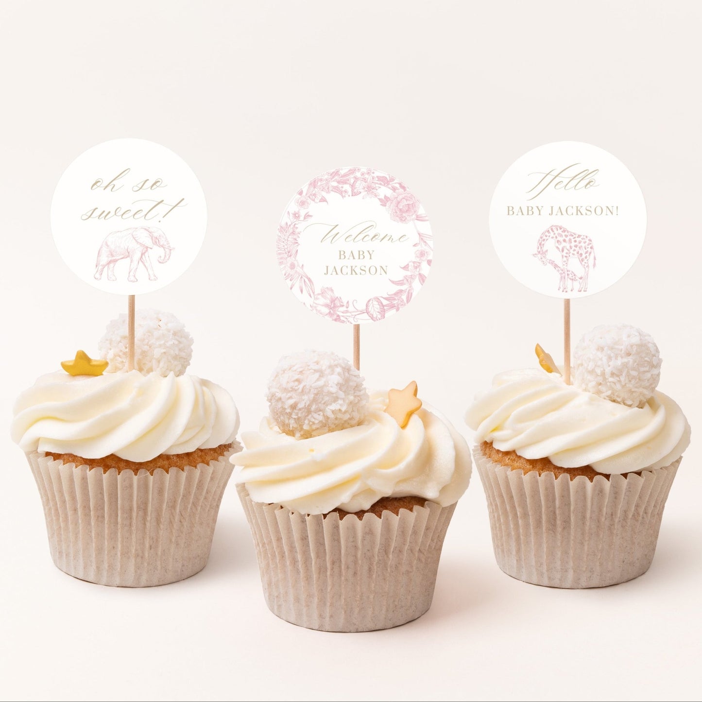 Blush Pink Safari Toile Baby Shower Collection - House of Paper Blooms