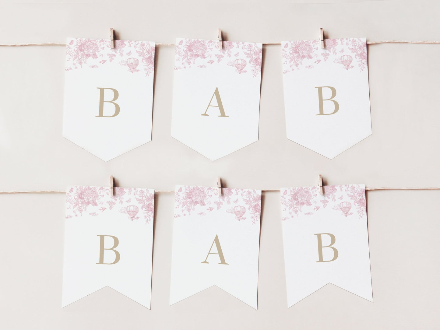 Blush Pink Safari Toile Baby Shower Collection - House of Paper Blooms