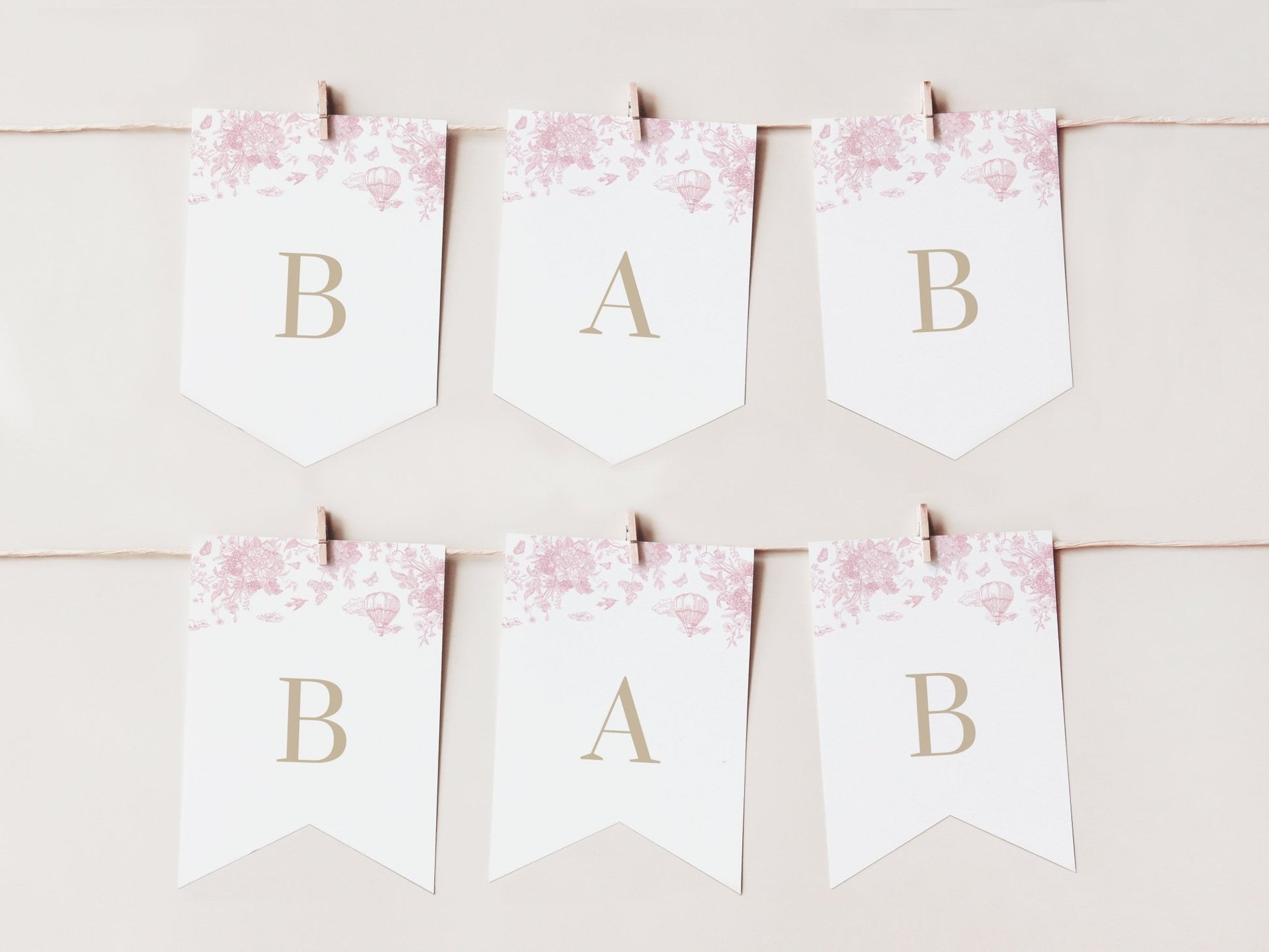 Blush Pink Safari Toile Baby Shower Collection - House of Paper Blooms