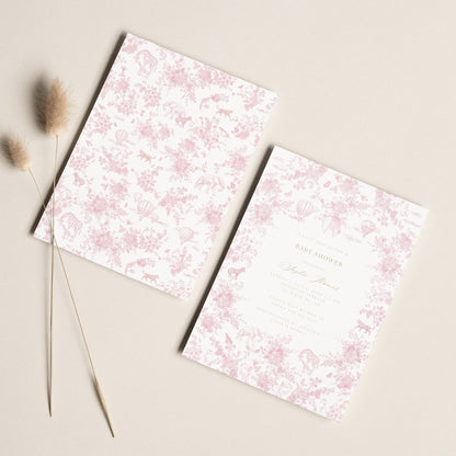 Blush Pink Safari Toile Baby Shower Collection - House of Paper Blooms