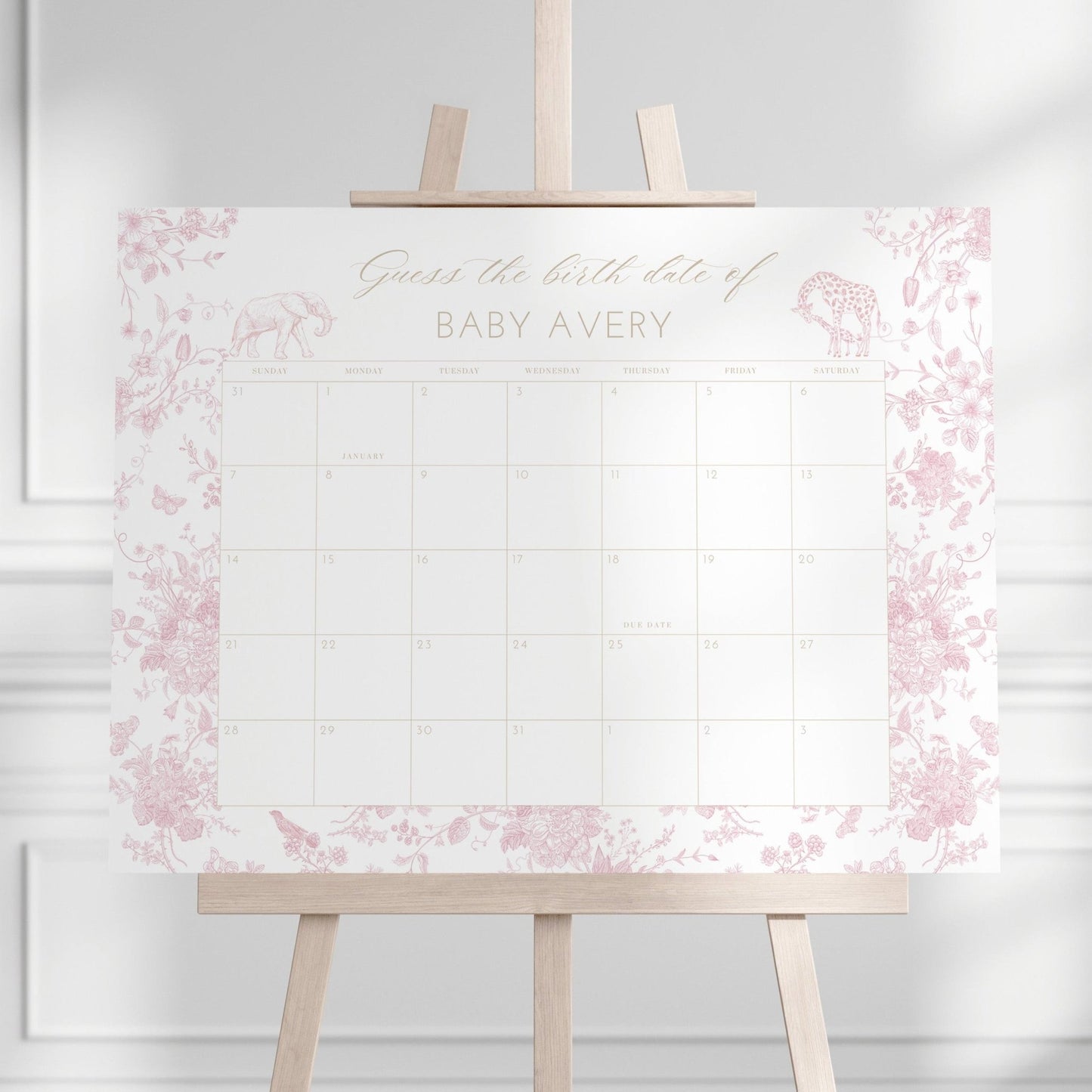 Blush Pink Safari Toile Baby Shower Collection - House of Paper Blooms