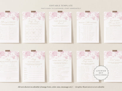 Blush Pink Safari Toile Baby Shower Collection - House of Paper Blooms