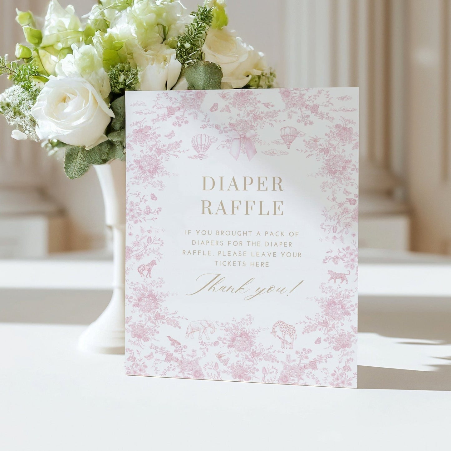 Blush Pink Safari Toile Baby Shower Collection - House of Paper Blooms