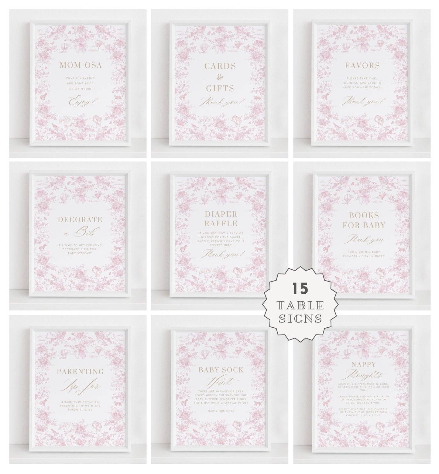 Blush Pink Safari Toile Baby Shower Collection - House of Paper Blooms