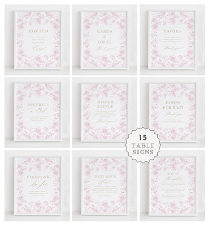 Blush Pink Safari Toile Baby Shower Collection - House of Paper Blooms