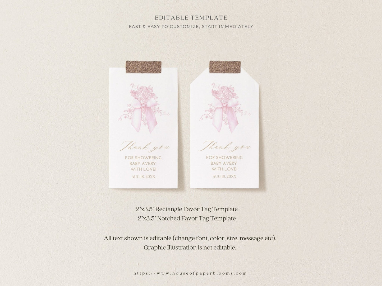 Blush Pink Safari Toile Baby Shower Collection - House of Paper Blooms