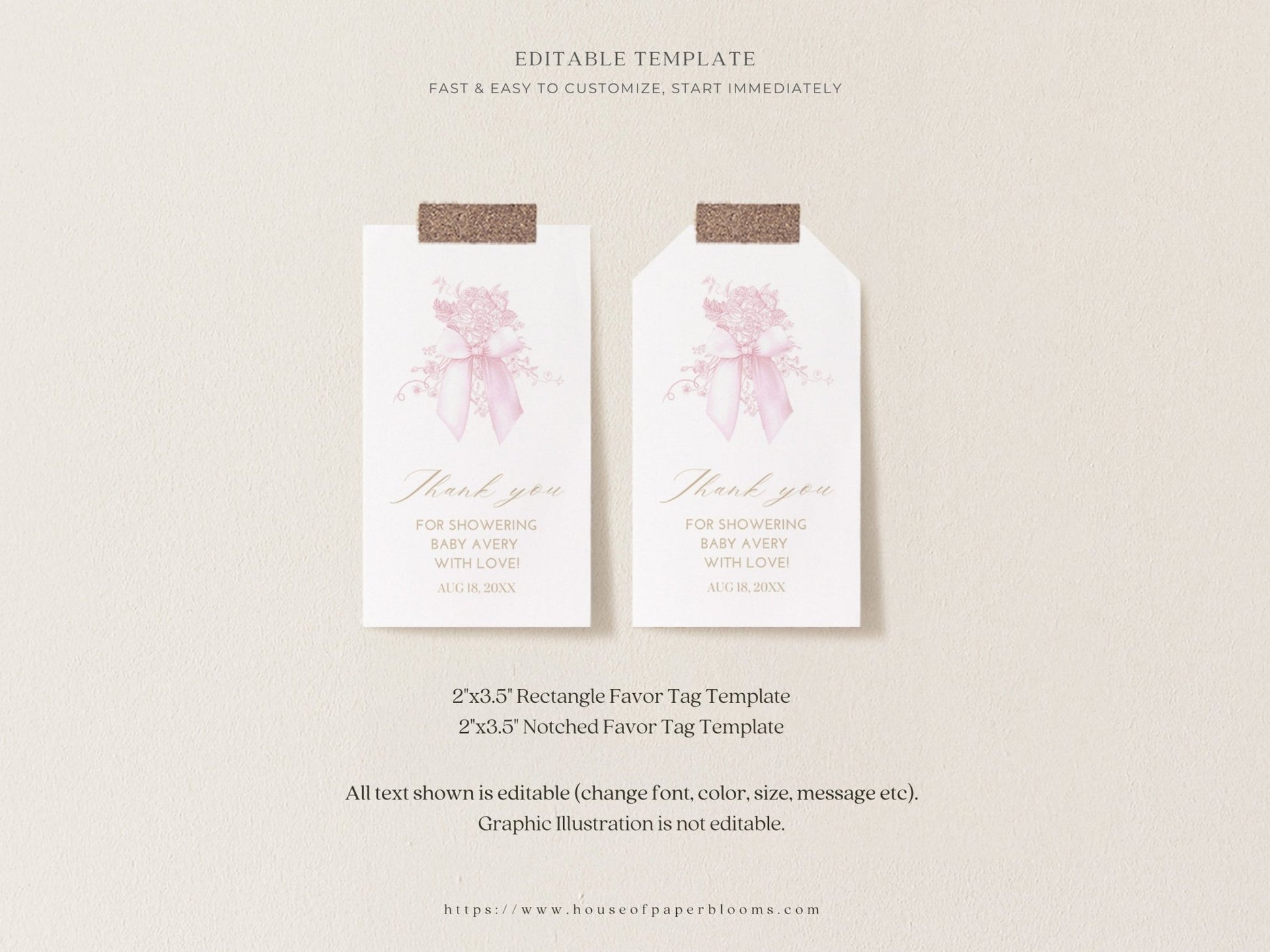 Blush Pink Safari Toile Baby Shower Collection - House of Paper Blooms