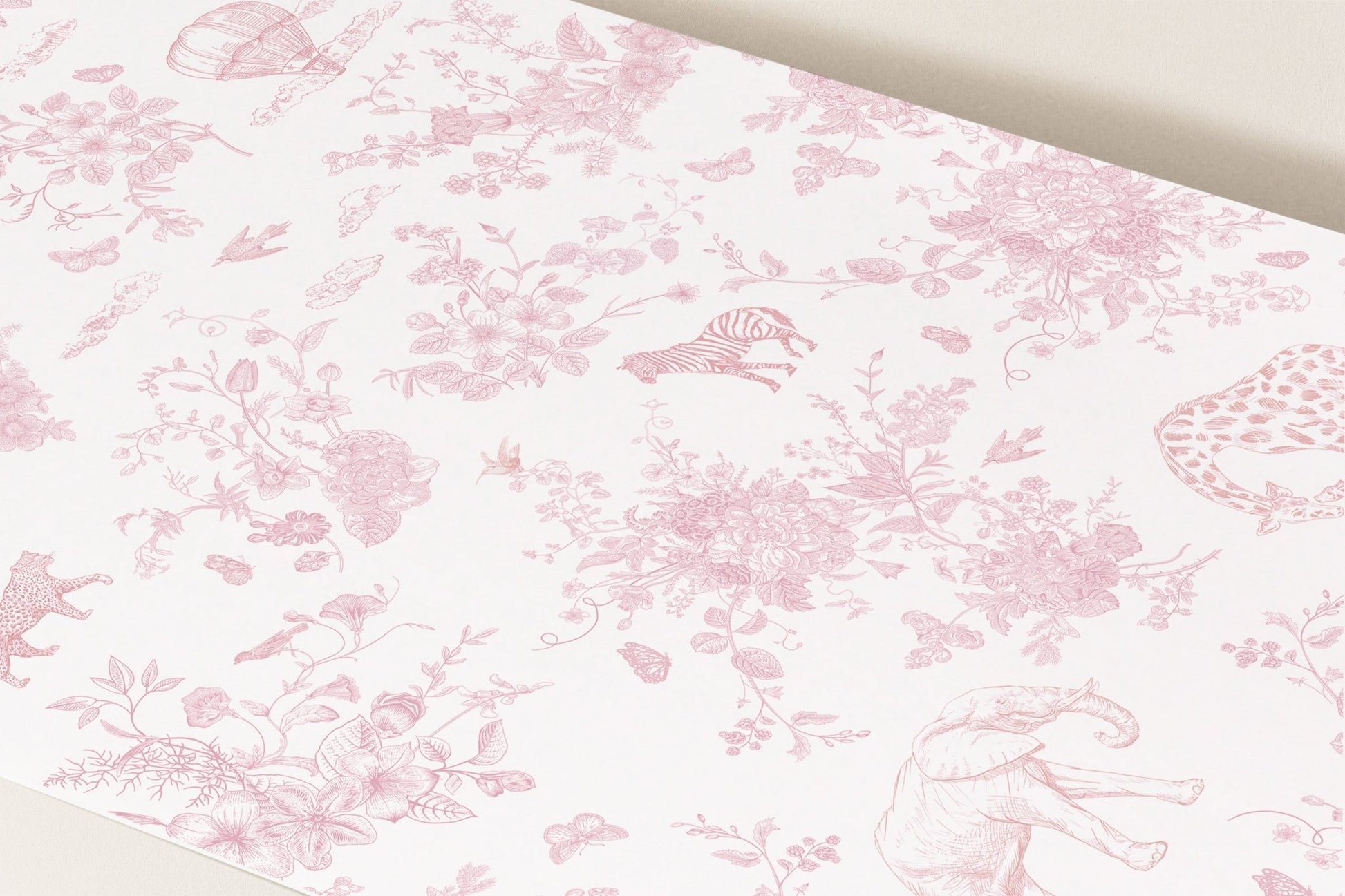 Blush Pink Safari Toile Printable Backdrop - House of Paper Blooms