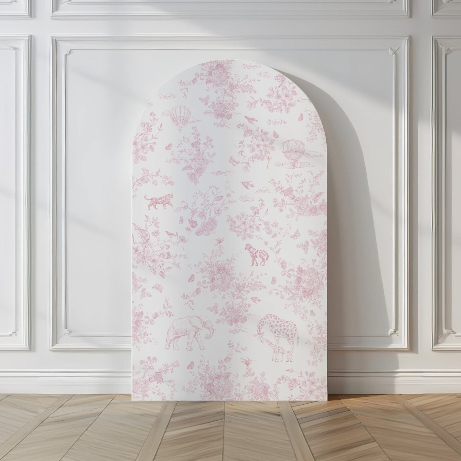 Blush Pink Safari Toile Printable Backdrop - House of Paper Blooms