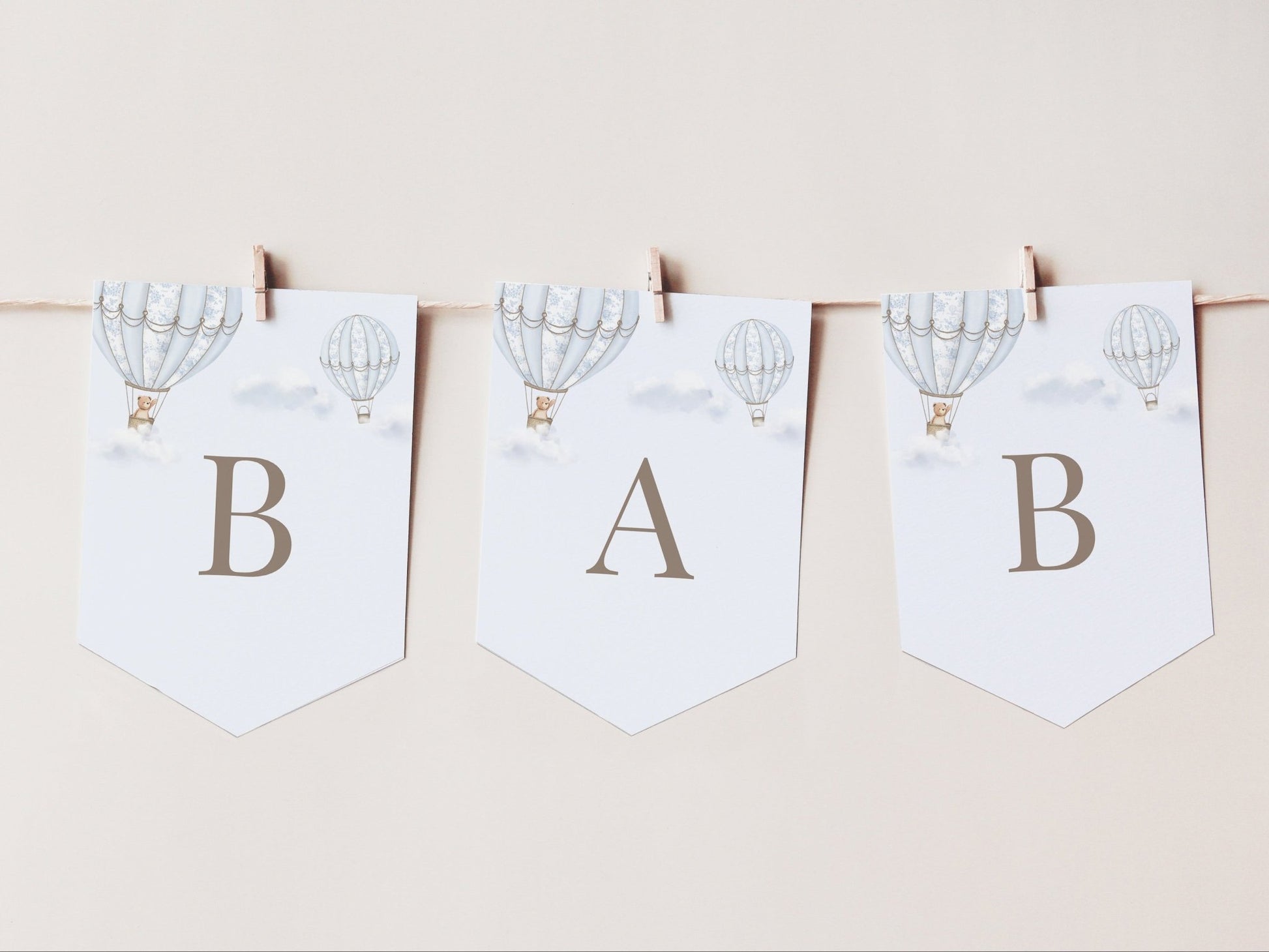 French Blue Hot Air Balloon Baby Shower Collection - House of Paper Blooms