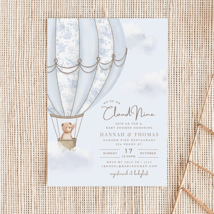 French Blue Hot Air Balloon Baby Shower Collection - House of Paper Blooms