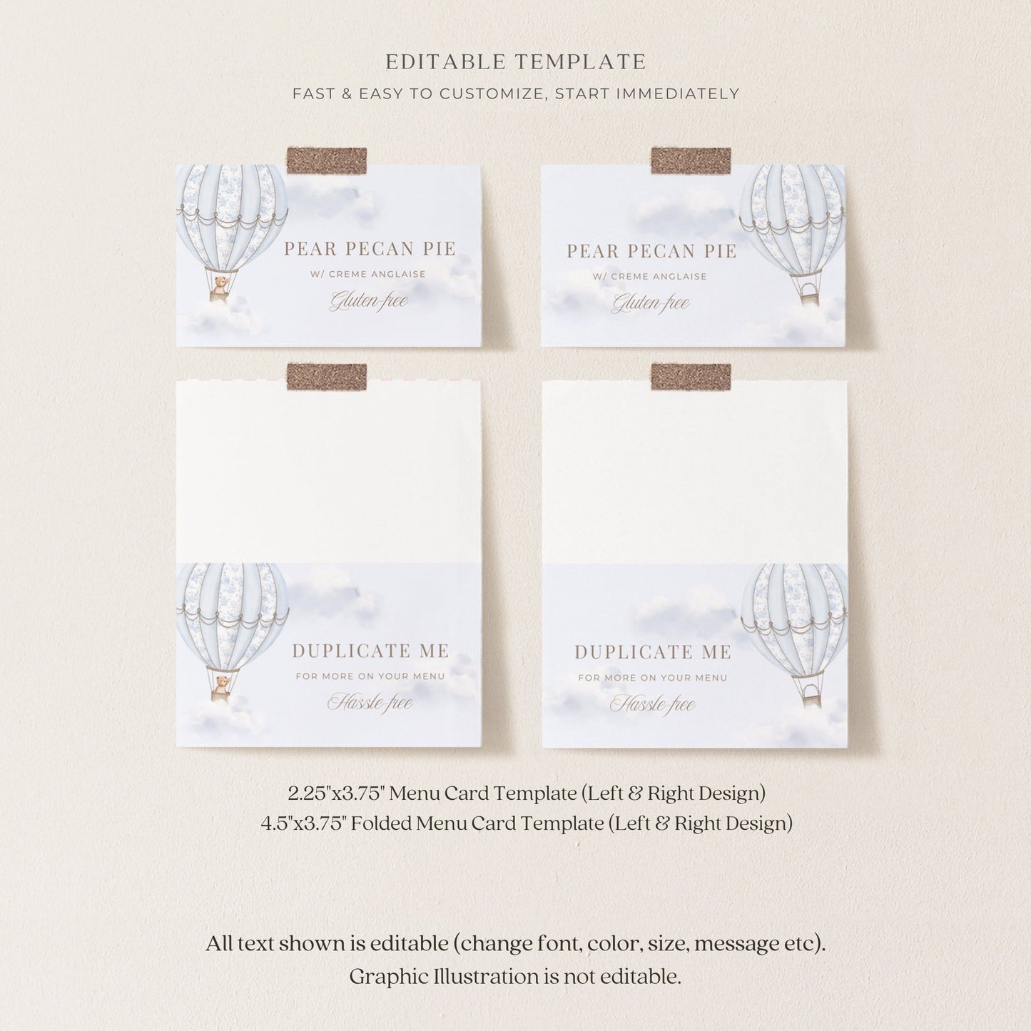 French Blue Hot Air Balloon Baby Shower Collection - House of Paper Blooms