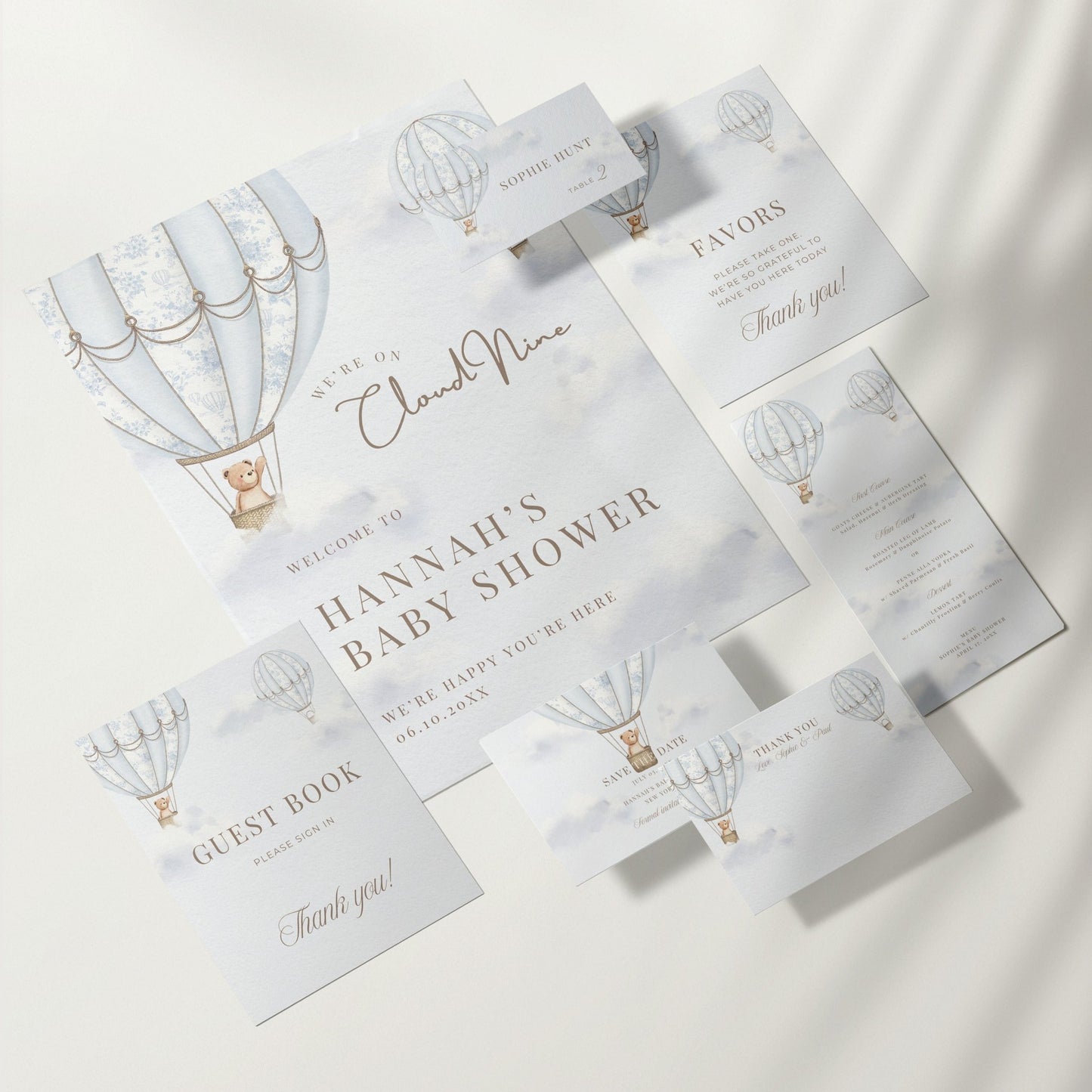 French Blue Hot Air Balloon Baby Shower Collection - House of Paper Blooms