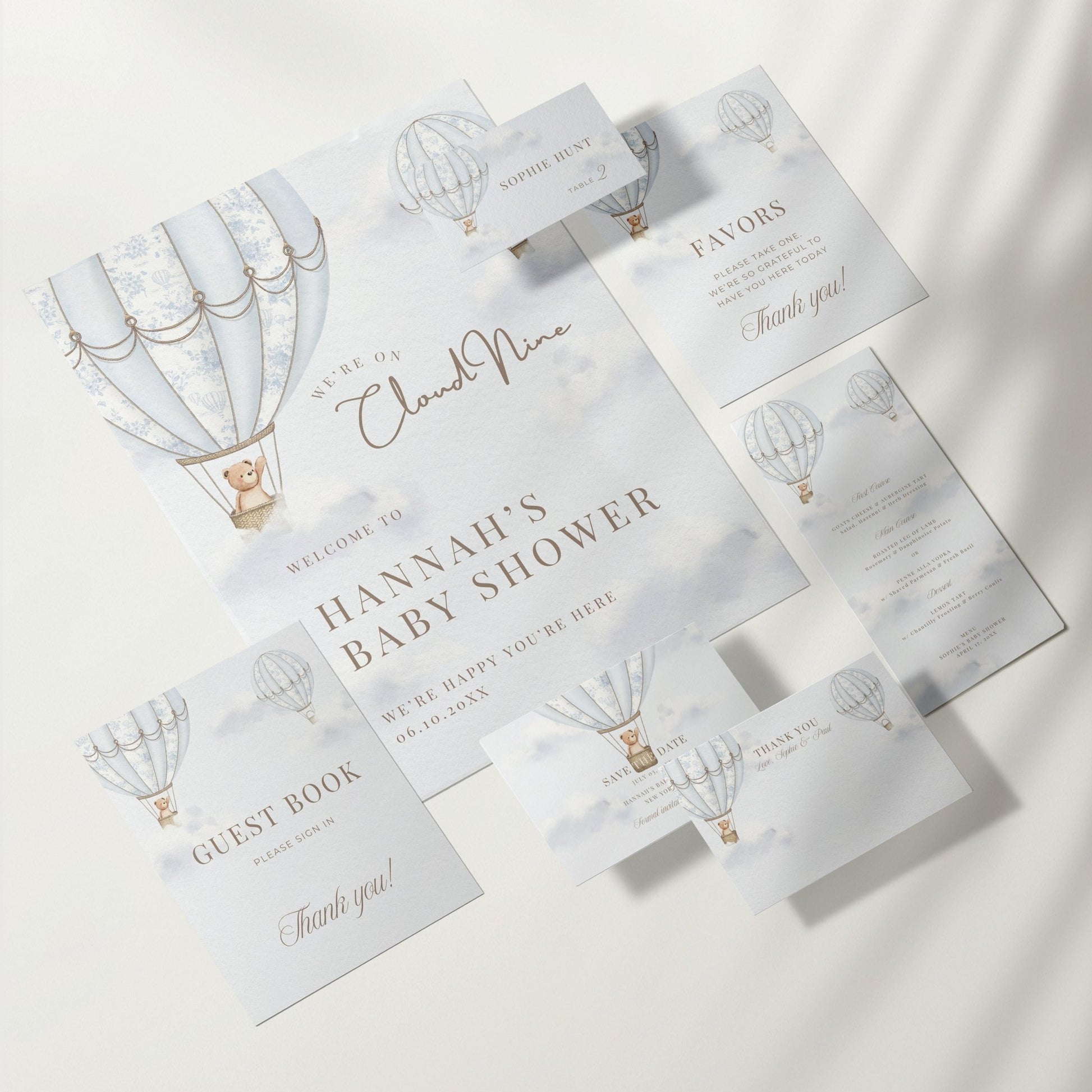French Blue Hot Air Balloon Baby Shower Collection - House of Paper Blooms