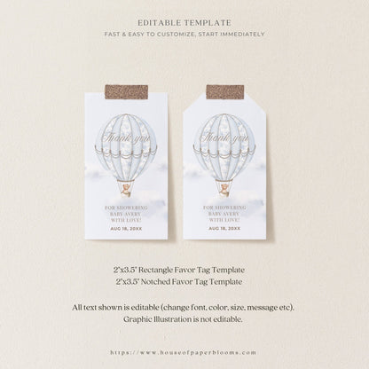 French Blue Hot Air Balloon Baby Shower Collection - House of Paper Blooms