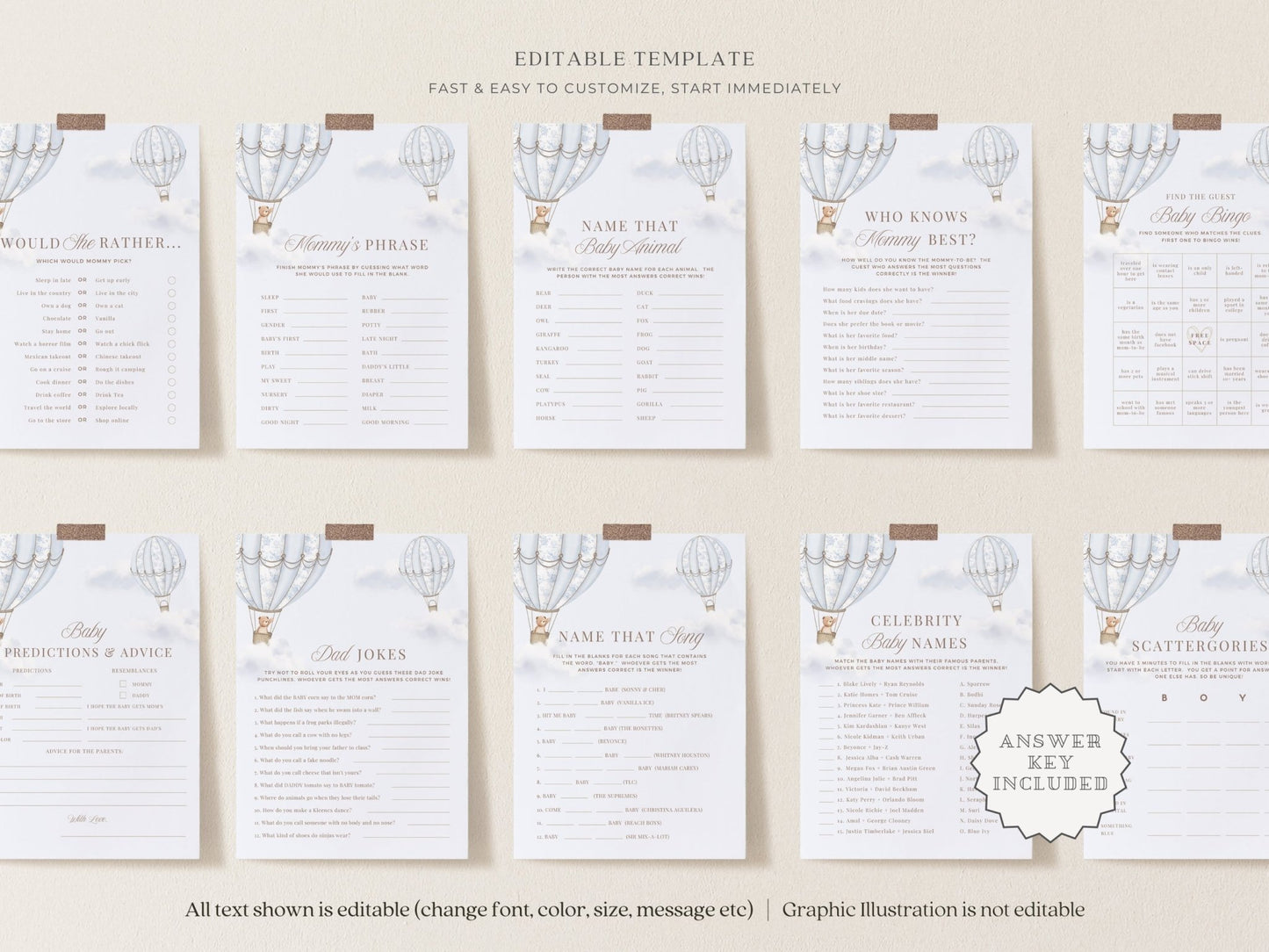 French Blue Hot Air Balloon Baby Shower Collection - House of Paper Blooms