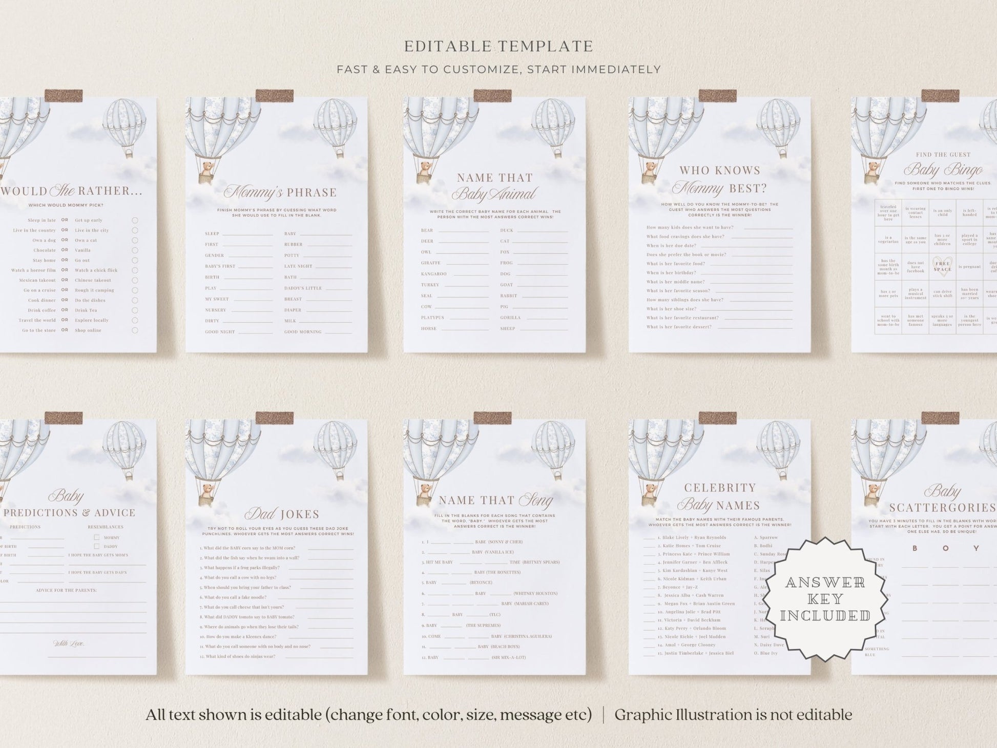 French Blue Hot Air Balloon Baby Shower Collection - House of Paper Blooms