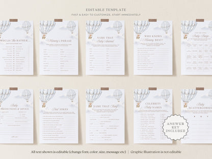 French Blue Hot Air Balloon Baby Shower Collection - House of Paper Blooms