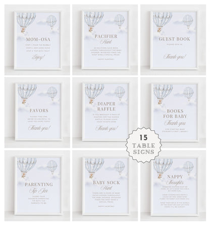 French Blue Hot Air Balloon Baby Shower Collection - House of Paper Blooms