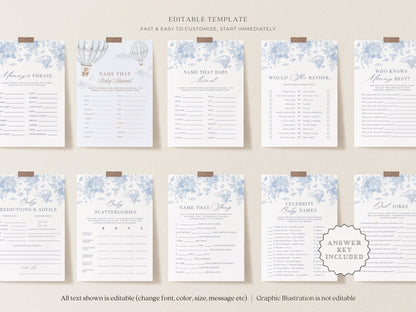 French Blue Safari Toile Baby Shower Collection - House of Paper Blooms