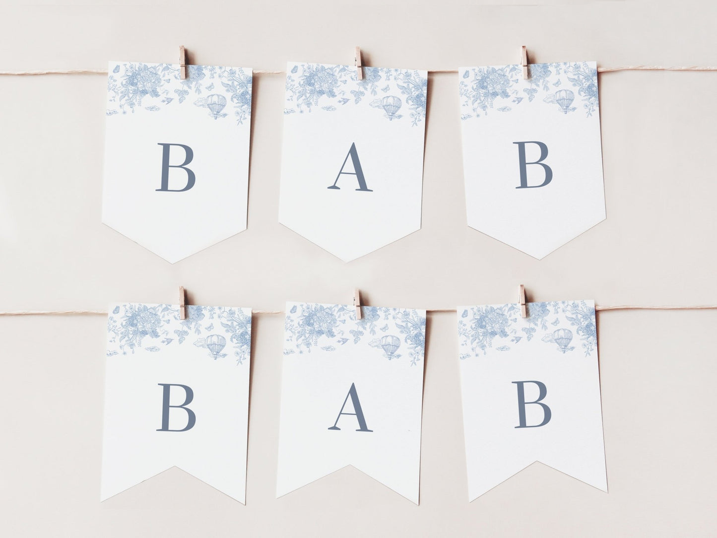 French Blue Safari Toile Baby Shower Collection - House of Paper Blooms