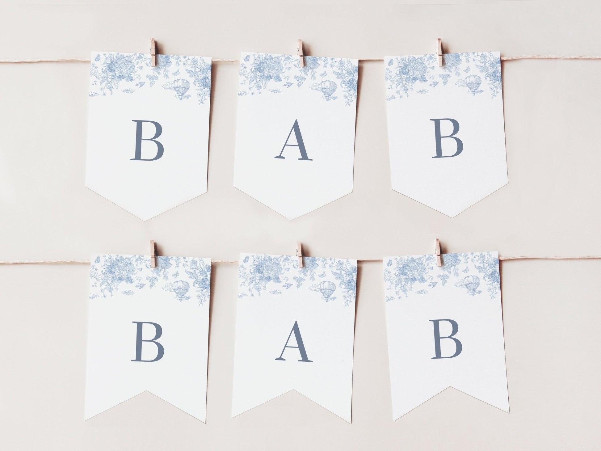 French Blue Safari Toile Baby Shower Collection - House of Paper Blooms