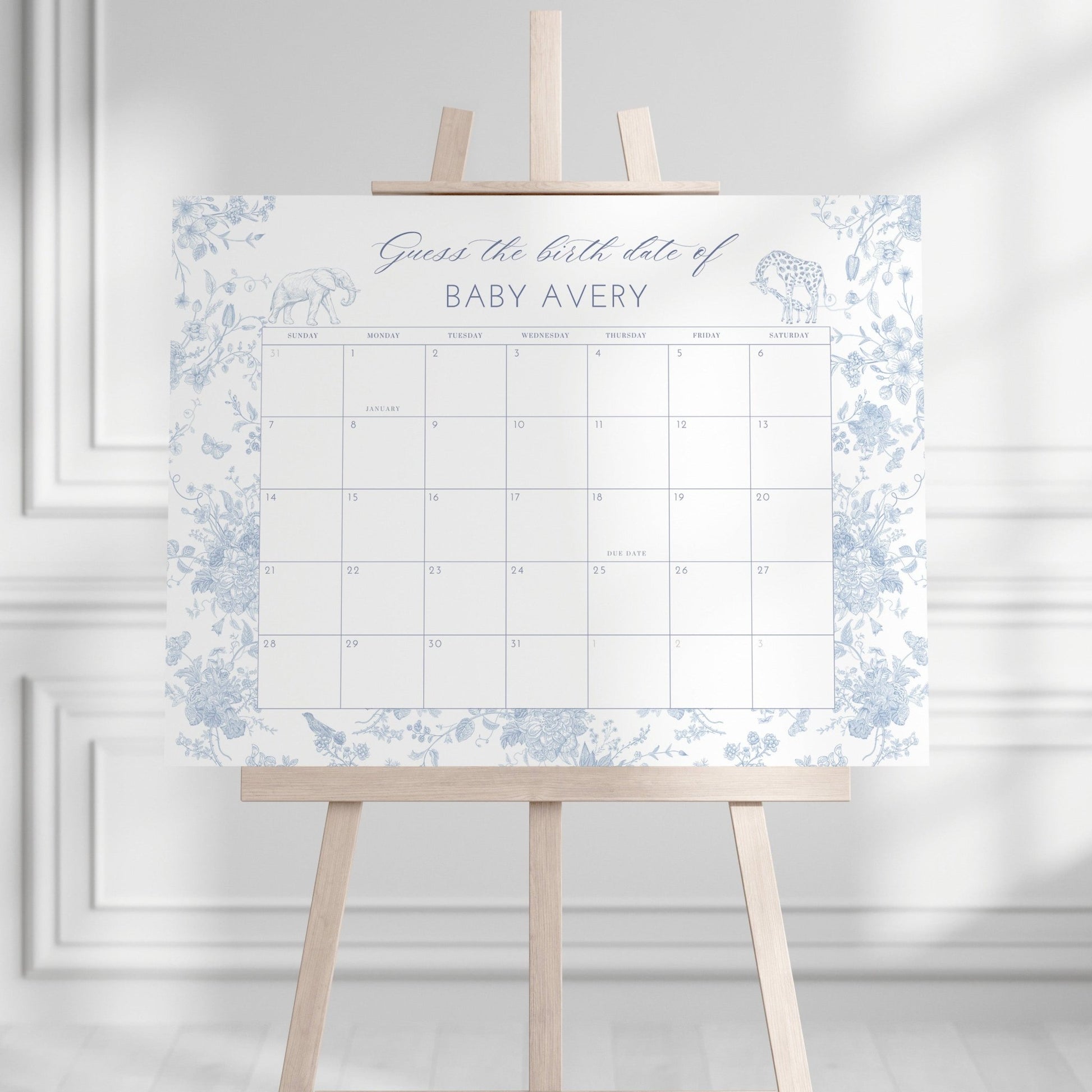 French Blue Safari Toile Baby Shower Collection - House of Paper Blooms