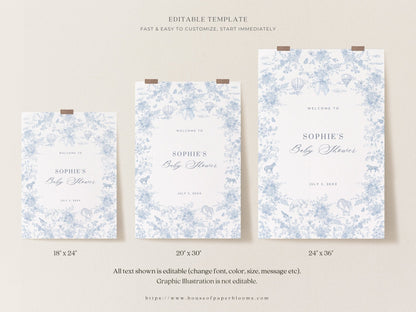 French Blue Safari Toile Baby Shower Collection - House of Paper Blooms