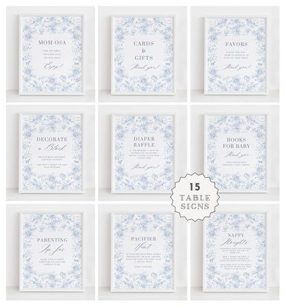 French Blue Safari Toile Baby Shower Collection - House of Paper Blooms