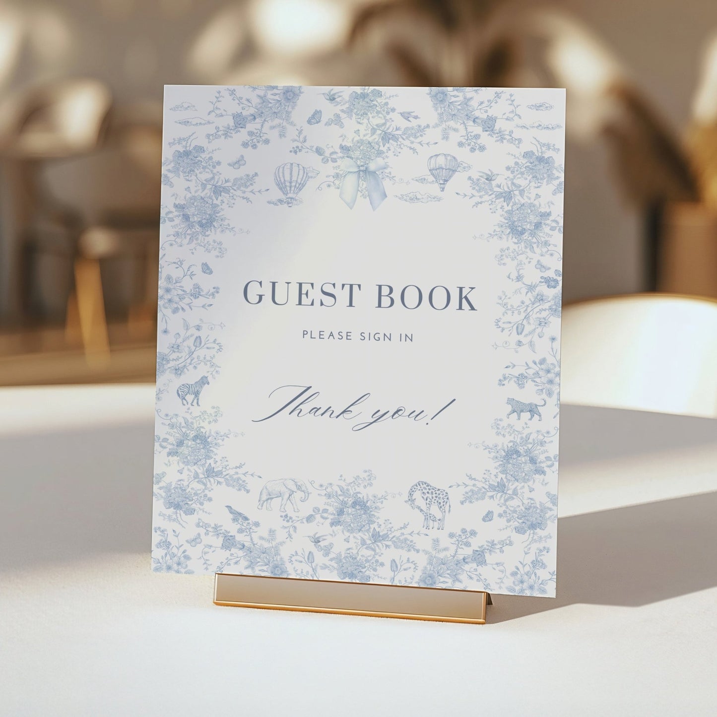 French Blue Safari Toile Baby Shower Collection - House of Paper Blooms