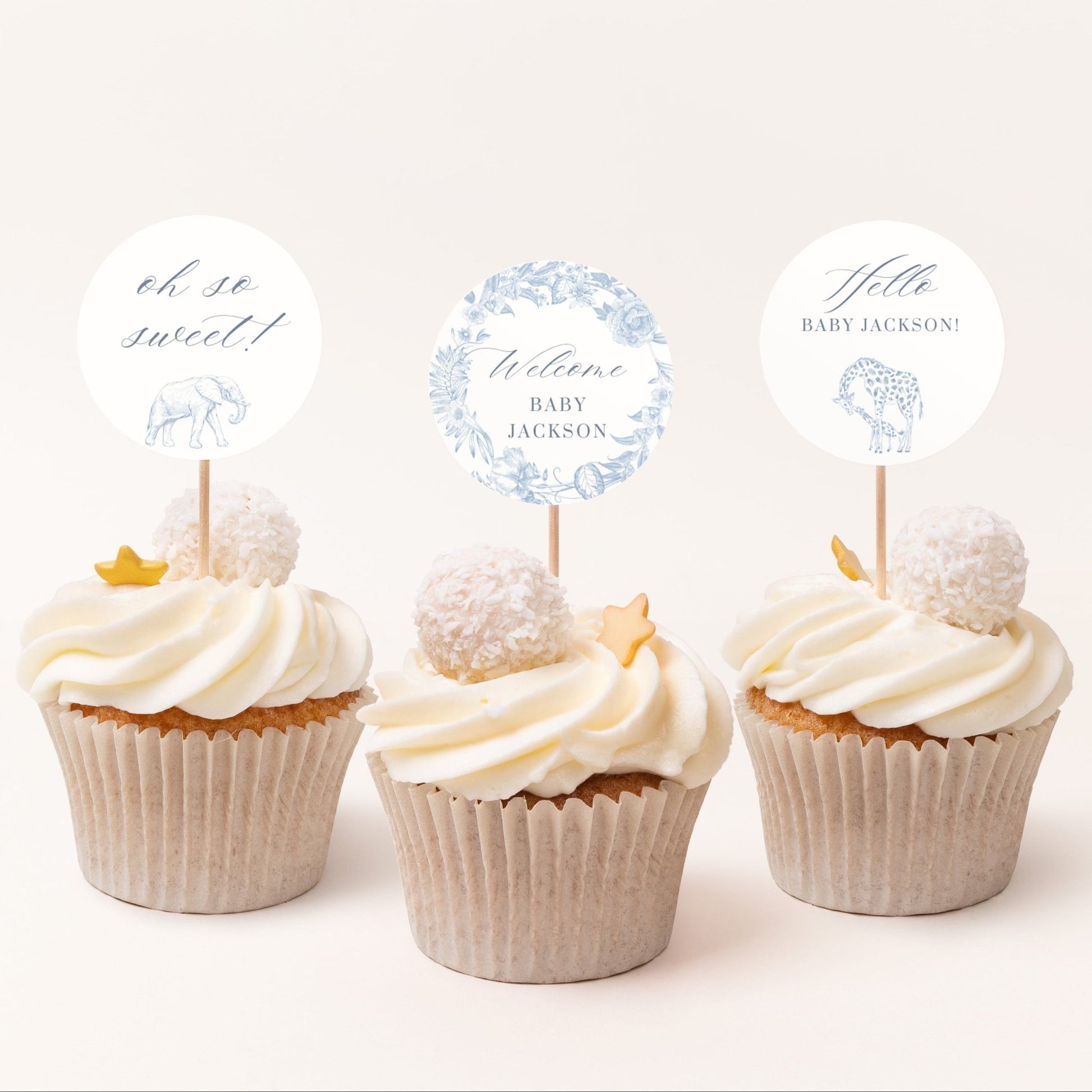 French Blue Safari Toile Baby Shower Collection - House of Paper Blooms
