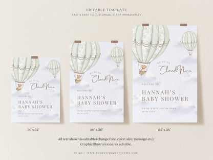 Sage Green Hot Air Balloon Baby Shower Collection - House of Paper Blooms