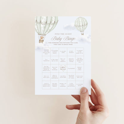 Sage Green Hot Air Balloon Baby Shower Collection - House of Paper Blooms